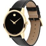 Buy Shop Movado Museum Black Dial Black Leather Strap Watch For Men - 0607014 USA Online