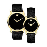 Buy Shop Movado Museum Black Dial Black Leather Strap Watch For Men - 0607014 USA Online