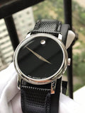 Buy Shop Movado Museum Black Dial Black Leather Strap Watch For Men - 2100002 USA Online