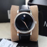 Buy Shop Movado Museum Black Dial Black Leather Strap Watch For Men - 2100002 USA Online