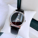 Buy Shop Movado Museum Black Dial Black Leather Strap Watch For Men - 2100002 USA Online