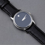 Buy Shop Movado Museum Black Dial Black Leather Strap Watch For Men - 2100002 USA Online