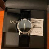 Buy Shop Movado Museum Black Dial Black Leather Strap Watch For Men - 2100002 USA Online