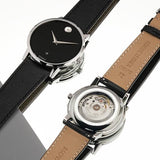 Buy Shop Movado Museum Black Dial Black Leather Strap Watch For Men - 2100002 USA Online