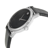 Buy Shop Movado Museum Black Dial Black Leather Strap Watch For Men - 2100002 USA Online