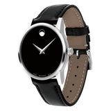 Buy Shop Movado Museum Black Dial Black Leather Strap Watch For Men - 2100002 USA Online