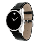 Buy Shop Movado Museum Black Dial Black Leather Strap Watch For Men - 2100002 USA Online