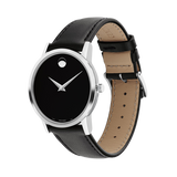 Buy Shop Movado Museum Black Dial Black Leather Strap Watch For Men - 2100002 USA Online