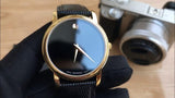 Buy Shop Movado Museum Black Dial Black Leather Strap Watch For Men - 2100005 USA Online