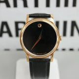 Buy Shop Movado Museum Black Dial Black Leather Strap Watch For Men - 2100005 USA Online