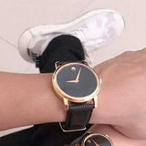 Buy Shop Movado Museum Black Dial Black Leather Strap Watch For Men - 2100005 USA Online