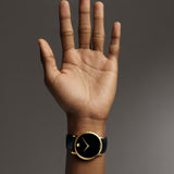 Buy Shop Movado Museum Black Dial Black Leather Strap Watch For Men - 2100005 USA Online