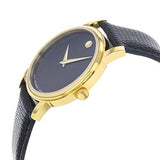 Buy Shop Movado Museum Black Dial Black Leather Strap Watch For Men - 2100005 USA Online