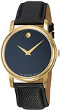 Buy Shop Movado Museum Black Dial Black Leather Strap Watch For Men - 2100005 USA Online