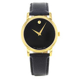 Buy Shop Movado Museum Black Dial Black Leather Strap Watch For Men - 2100005 USA Online