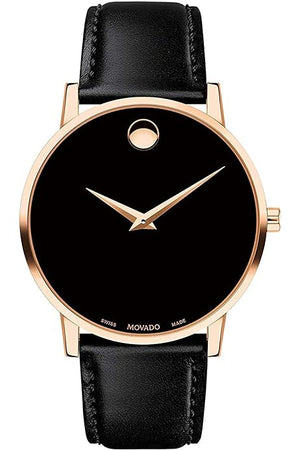 Buy Shop Movado Museum Black Dial Black Leather Strap Watch For Men - 2100005 USA Online