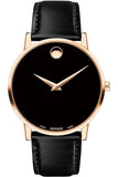 Buy Shop Movado Museum Black Dial Black Leather Strap Watch For Men - 2100005 USA Online