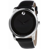 Buy Shop Movado Museum Black Dial Black Leather Strap Watch For Men - 606502 USA Online