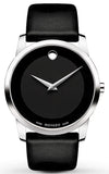 Buy Shop Movado Museum Black Dial Black Leather Strap Watch For Men - 606502 USA Online