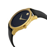 Buy Shop Movado Museum Black Dial Black Leather Strap Watch For Men - 606876 USA Online