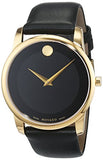 Buy Shop Movado Museum Black Dial Black Leather Strap Watch For Men - 606876 USA Online