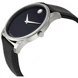 Buy Shop Movado Museum Black Dial Black Leather Strap Watch For Men - 607012 USA Online