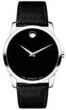 Buy Shop Movado Museum Black Dial Black Leather Strap Watch For Men - 607012 USA Online