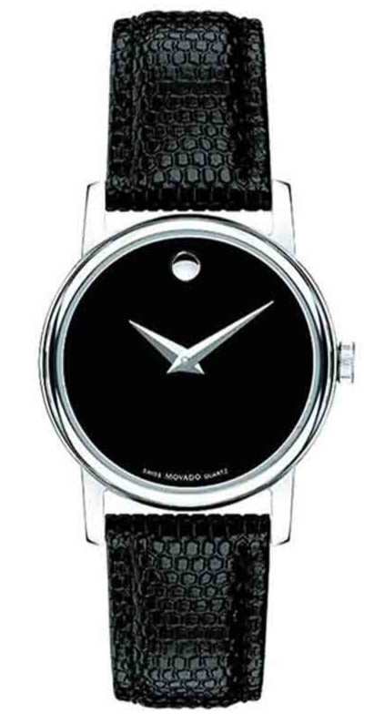 Buy Shop Movado Museum Black Dial Black Leather Strap Watch For Women - 2100004 USA Online
