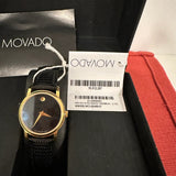 Buy Shop Movado Museum Black Dial Black Leather Strap Watch For Women - 2100006 USA Online