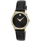Buy Shop Movado Museum Black Dial Black Leather Strap Watch For Women - 2100006 USA Online