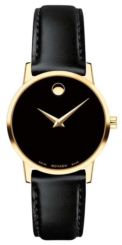 Buy Shop Movado Museum Black Dial Black Leather Strap Watch For Women - 2100006 USA Online