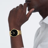 Buy Shop Movado Museum Black Dial Gold Steel Strap Watch For Men - 606997 USA Online