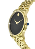 Buy Shop Movado Museum Black Dial Gold Steel Strap Watch For Men - 606997 USA Online