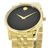 Buy Shop Movado Museum Black Dial Gold Steel Strap Watch For Men - 606997 USA Online