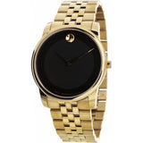 Buy Shop Movado Museum Black Dial Gold Steel Strap Watch For Men - 606997 USA Online