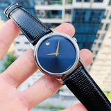 Buy Shop Movado Museum Blue Dial Black Leather Strap Watch For Men - 2100009 USA Online