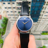 Buy Shop Movado Museum Blue Dial Black Leather Strap Watch For Men - 2100009 USA Online