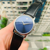 Buy Shop Movado Museum Blue Dial Black Leather Strap Watch For Men - 2100009 USA Online