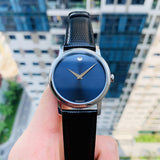 Buy Shop Movado Museum Blue Dial Black Leather Strap Watch For Men - 2100009 USA Online