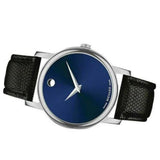 Buy Shop Movado Museum Blue Dial Black Leather Strap Watch For Men - 2100009 USA Online
