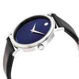 Buy Shop Movado Museum Blue Dial Black Leather Strap Watch For Men - 2100009 USA Online