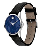 Buy Shop Movado Museum Blue Dial Black Leather Strap Watch For Men - 2100009 USA Online