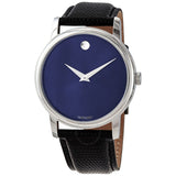 Buy Shop Movado Museum Blue Dial Black Leather Strap Watch For Men - 2100009 USA Online