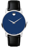 Buy Shop Movado Museum Blue Dial Black Leather Strap Watch For Men - 2100009 USA Online