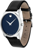 Buy Shop Movado Museum Blue Dial Black Leather Strap Watch For Men - 607013 USA Online