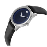 Buy Shop Movado Museum Blue Dial Black Leather Strap Watch For Women - 0606611 USA Online