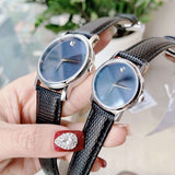 Buy Shop Movado Museum Blue Dial Black Leather Strap Watch For Women - 2100010 USA Online