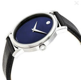 Buy Shop Movado Museum Blue Dial Black Leather Strap Watch For Women - 2100010 USA Online
