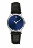 Buy Shop Movado Museum Blue Dial Black Leather Strap Watch For Women - 2100010 USA Online