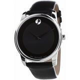 Buy Shop Movado Museum Black Dial Black Leather Strap Watch For Men - 606502 USA Online